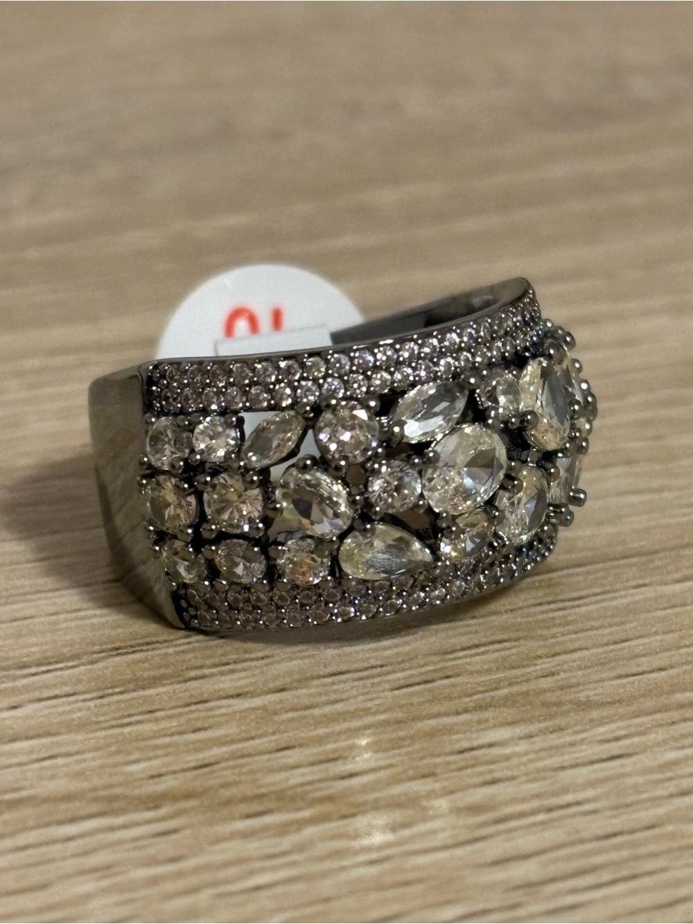 Size 10 Sparkling Statement Ring – Silver Tone